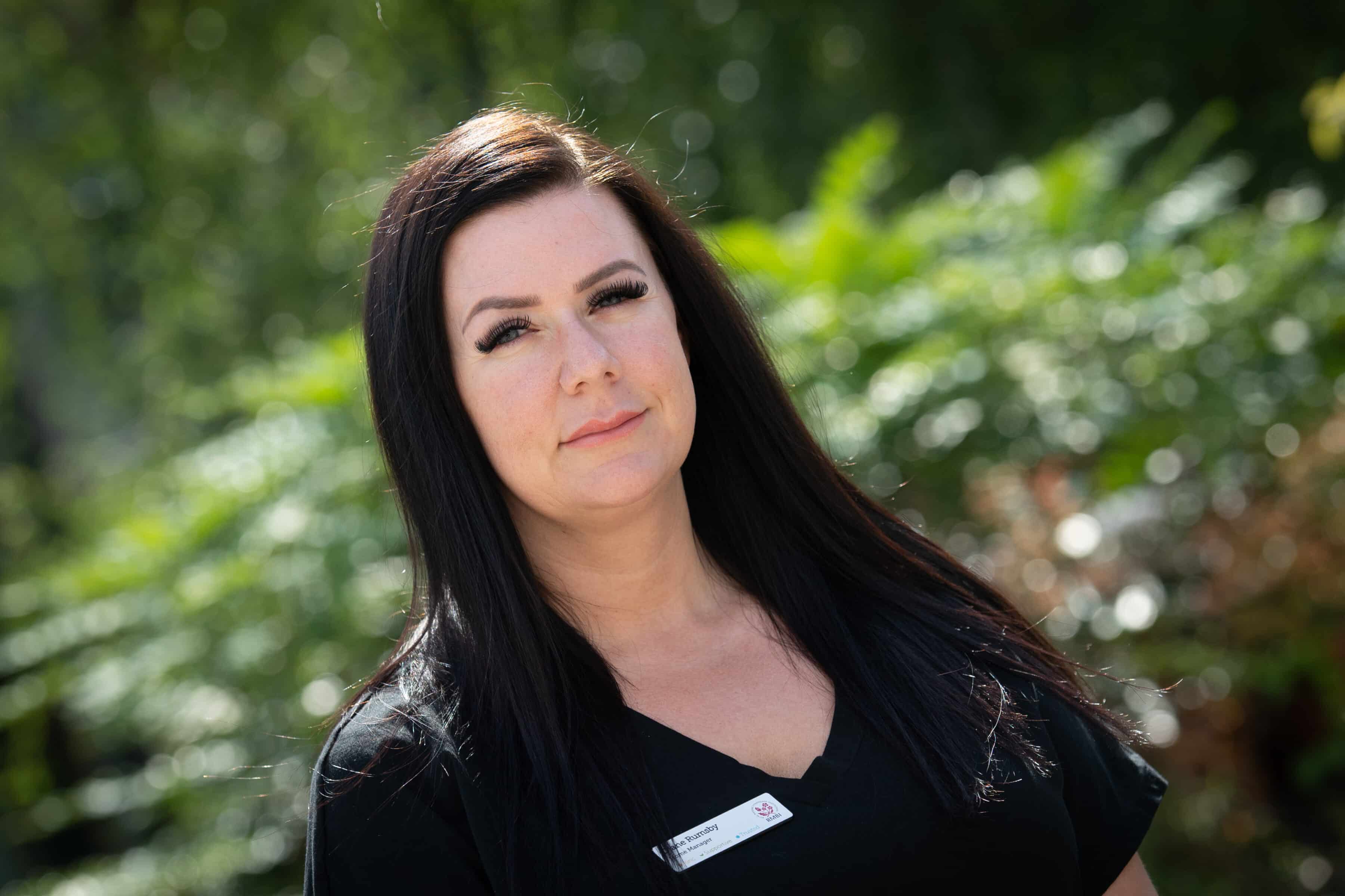 Home Manager Diane Rumsby pictured in the gardens at James Terrry Court care home.