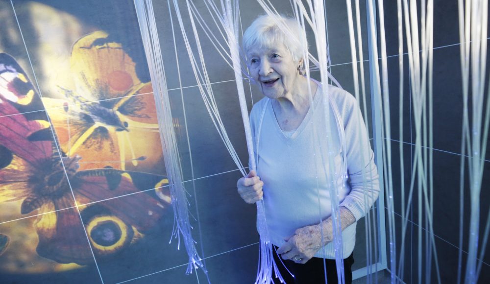 Resident in the sensory room at James Terry Court