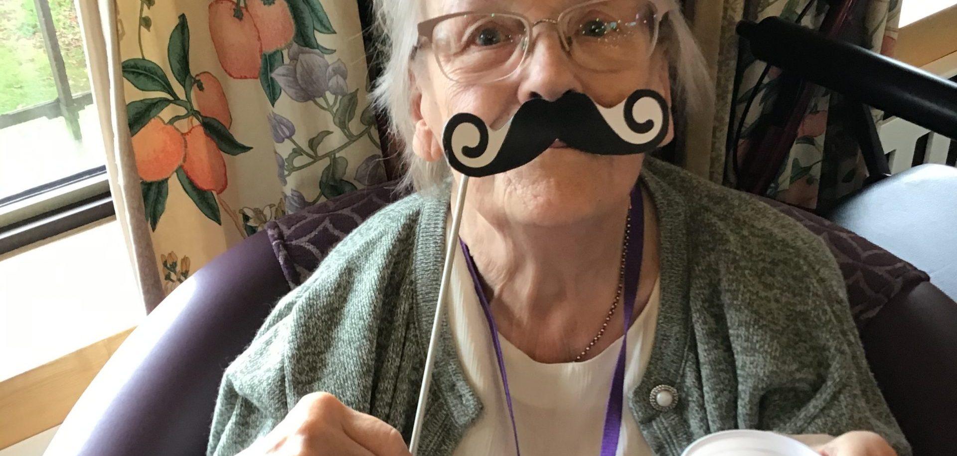 Cadogan Court resident Cynthia Noakes supporting Movember