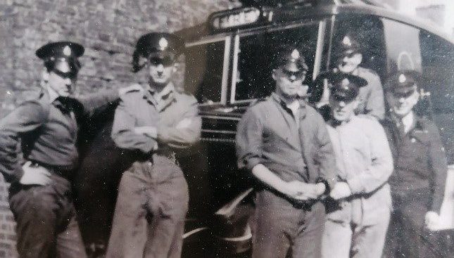 Scarbrough Court resident and WWII veteran Joe Dixon, as a young man with his fire service colleagues