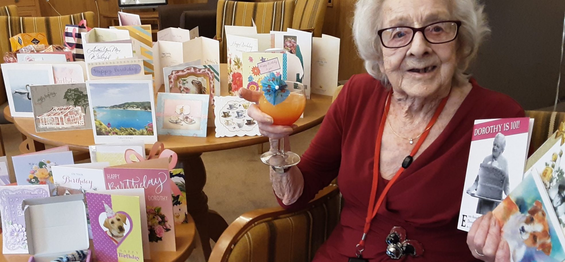 Cornwallis Court resident, Dorothy Crane, celebrates her 101st birthday at the Home with 101 birthday cards from family and friends