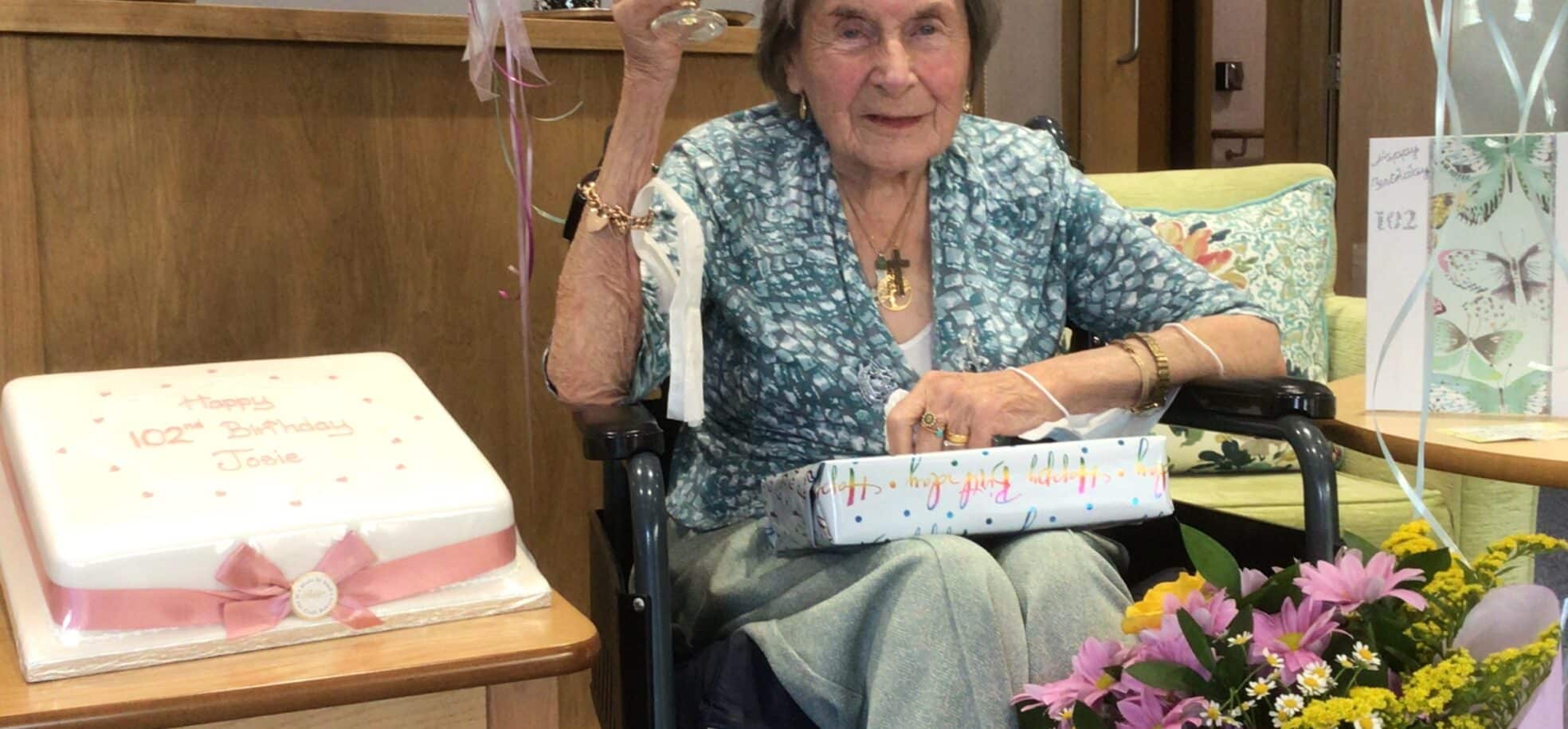 RMBI Home Connaught Court resident, Josie Kirk, celebrates her 102nd birthday.