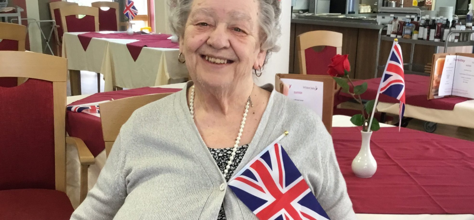 Resident Eve Dacey at James Terry Court in Croydon on VE Day