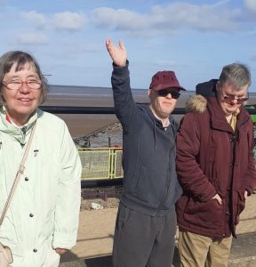 Residents’ Denise Broadbent, Lee Balmer and Mark Nicholls enjoy a day trip to the local beach, following new government guidanc