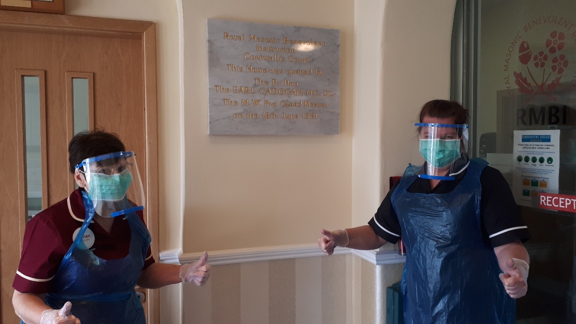 Staff at Cornwallis Court in Bury St Edmunds wearing PPE