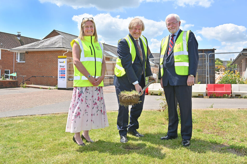 Denise O’Brien, Cornwallis Court Home Manager and Regional Manager for the Central region, alongside Sir David Wootton and John Boyington CBE, Chair of Trustees at RMBI Care Co.