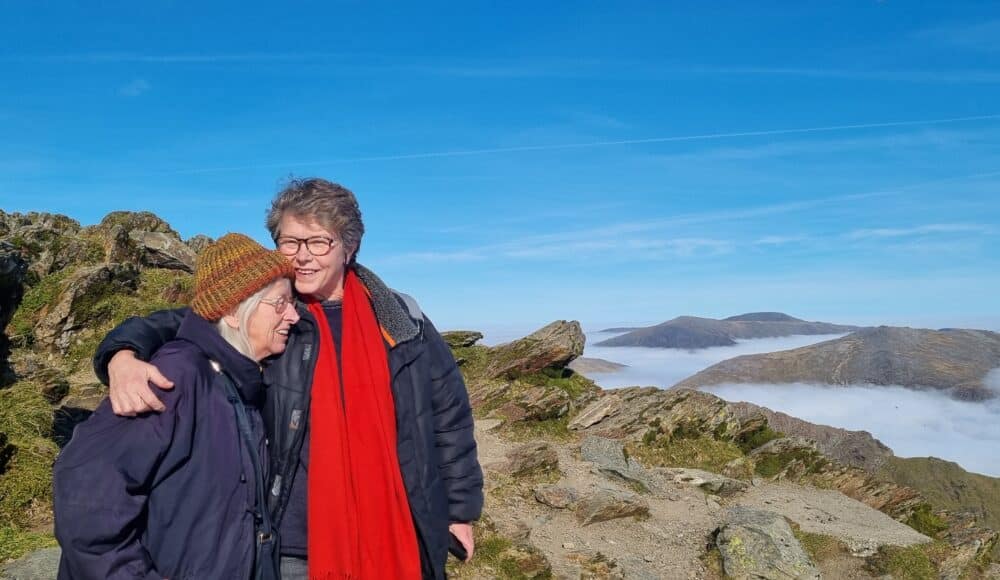 Queen Elizabeth Court’s resident Valerie Brown and her daughter enjoying the breath-taking view of Mount Snowdon, in Wales