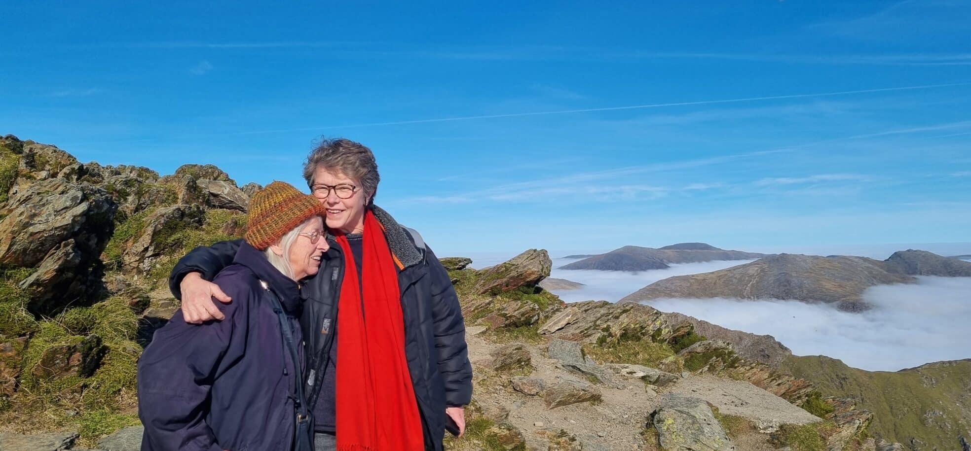 Queen Elizabeth Court’s resident Valerie Brown and her daughter enjoying the breath-taking view of Mount Snowdon, in Wales