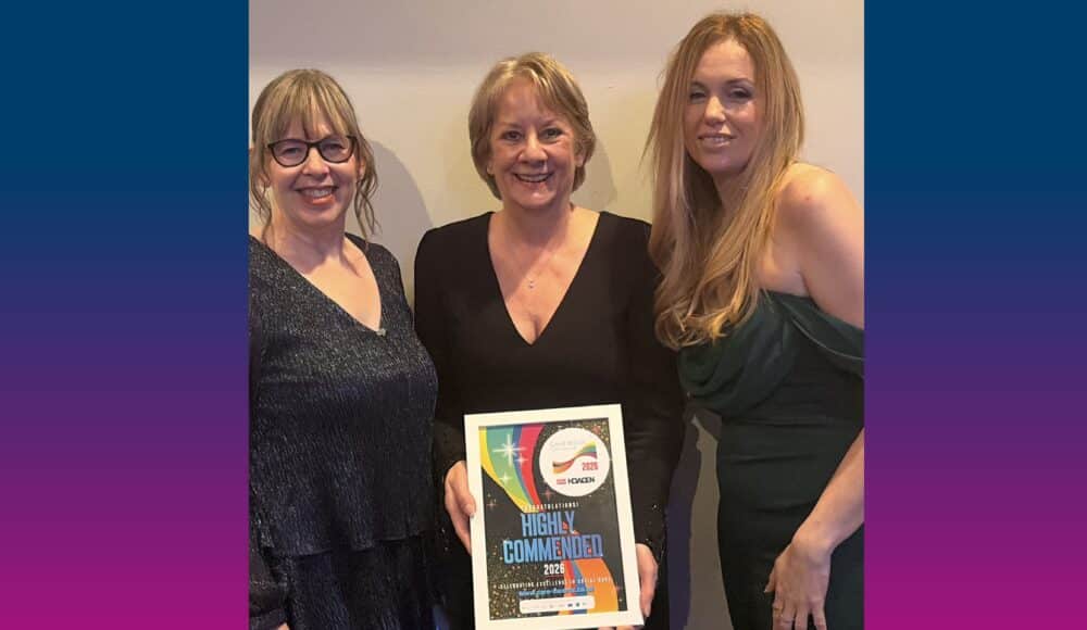 Representatives from RMBI Care Co., Emma Pryke, Recruitment Manager, Louise Bateman, Group Human Resources Director and Jenny Goodchild, Deputy HR Director proudly receive their Highly Commended Award for the ‘Three R’s at the Great British Care Awards