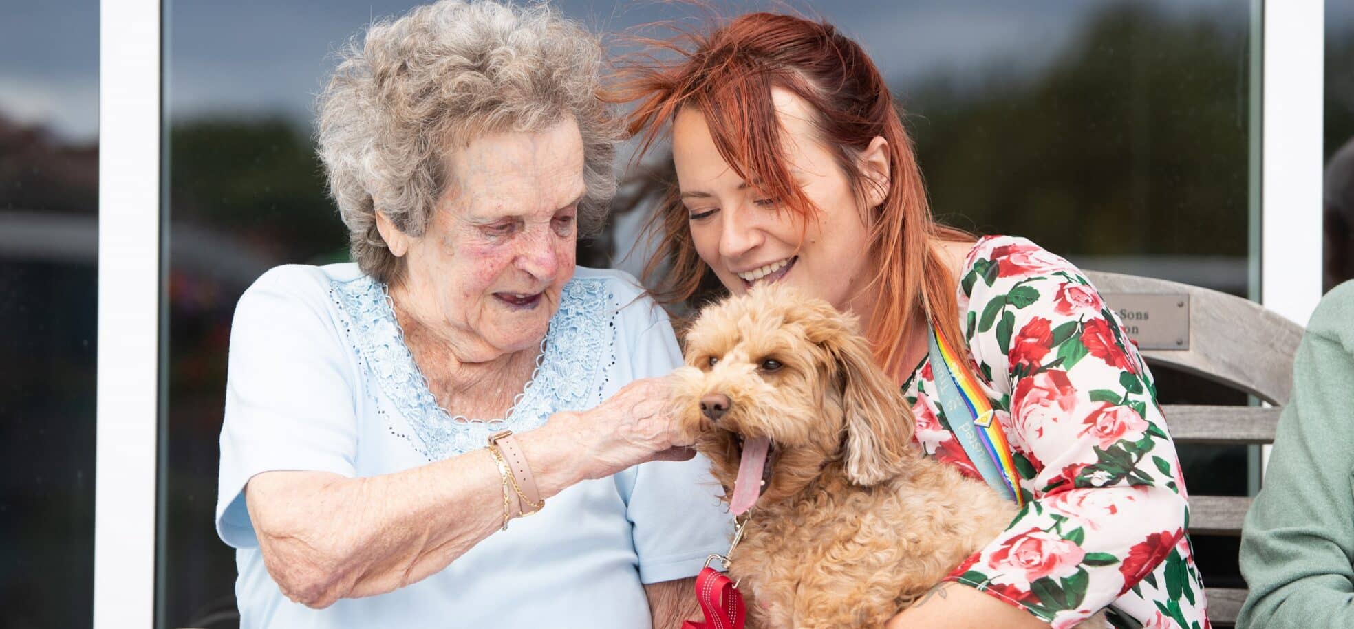 Resident Norah with Activities Coordinator Stacey Maule at RMBI Care Co. Home Scarbrough Court, in Cramlington, Northumberland