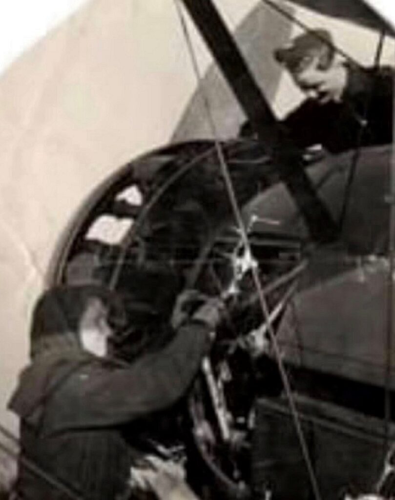Mary (bottom left) repairing a fighter aircraft in the Royal Air Forces during WWII.